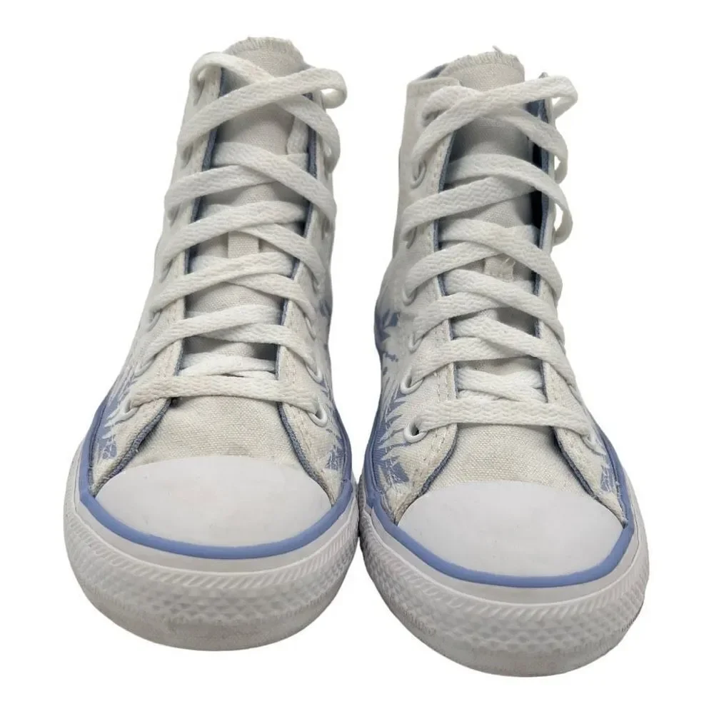 Converse All Star High Tops Junior 3 Disney Frozen White Elsa Glitter